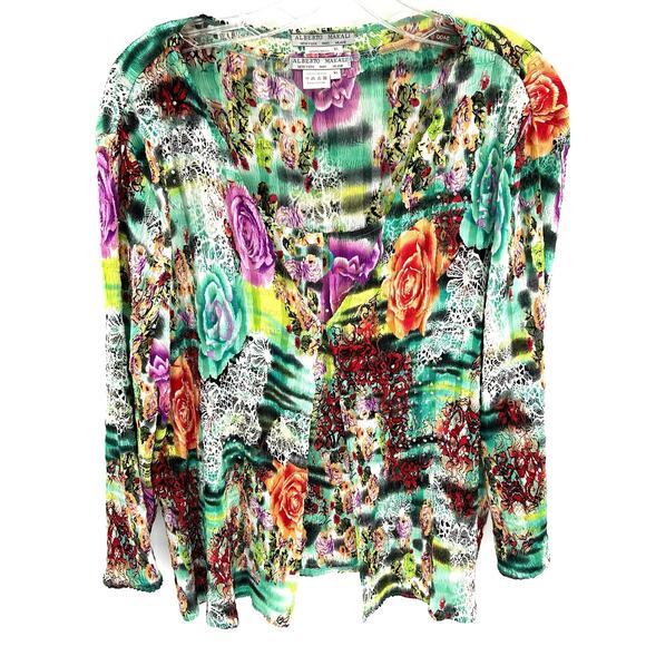 Roberto Makali women’s crinkled roses rhinestone top cardigan set - Picture 1 of 9